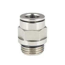 Dugaszolható fém (push-in) egyenes csatlakozó 6-os csőhöz M5 menettel