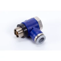 One-way flow regulator, swivel elbow, cylinder side, regulates exhaust