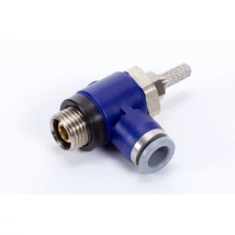 One-way flow regulator, swivel elbow, cylinder side, regulates exhaust